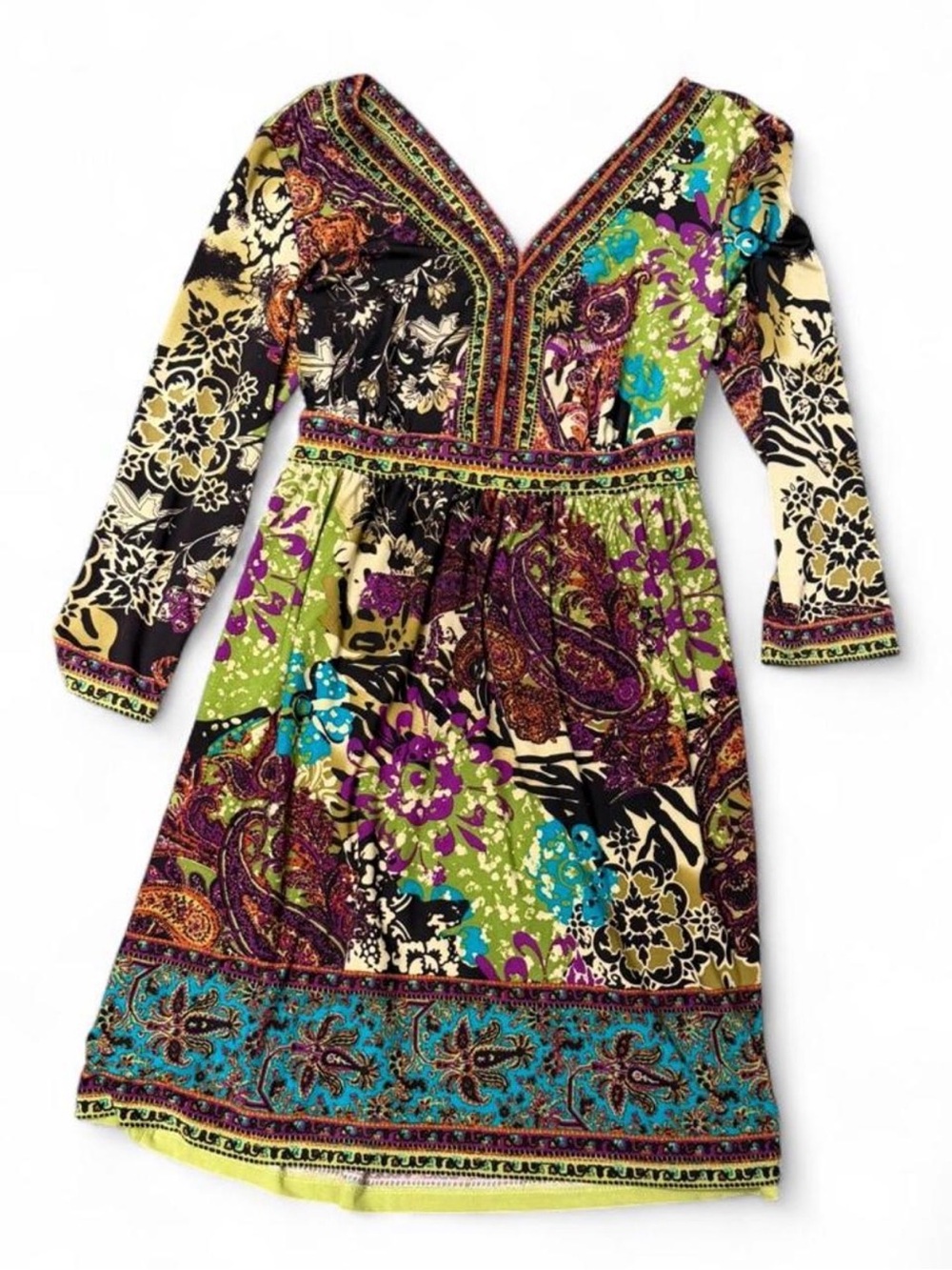 Multicolor Floral V-Neck Women's Dress